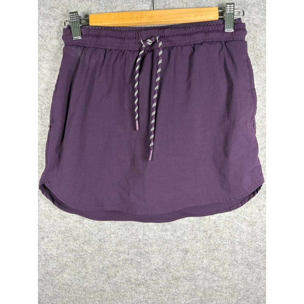 Active Athletic Skort Purple Drawstring Waist‎ Zipper Pocket Mini Skirt